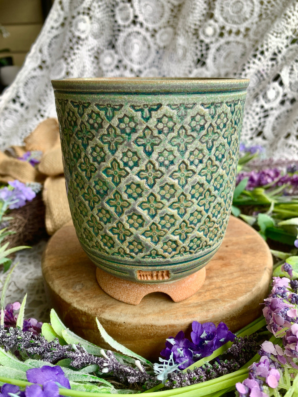 WS0005 Handmade Artisan Pottery Planter Pot - Pot rim diameter: 3.5"