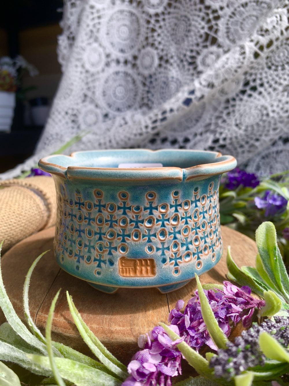 WS0029 Handmade Artisan Pottery Planter Pot - Pot rim diameter: 3"