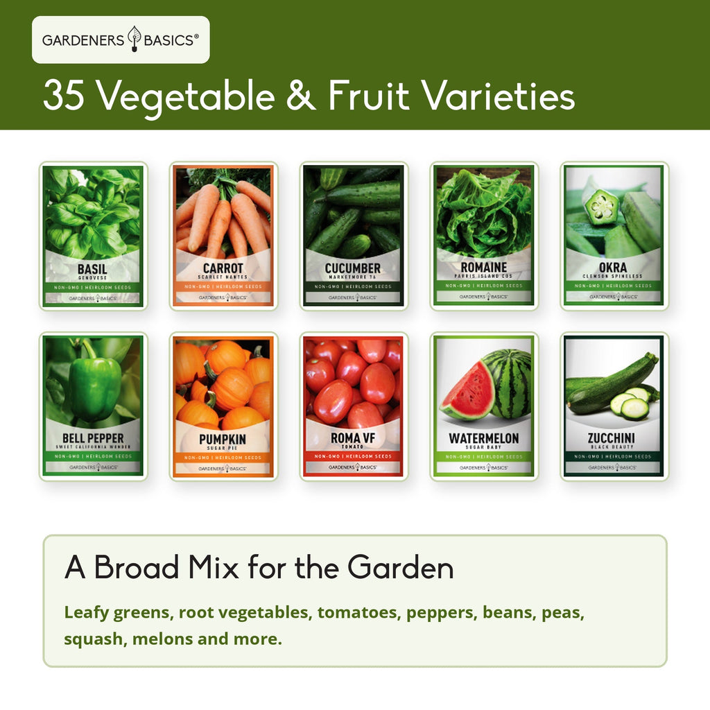 Survival Seed Vault Kit - 35 Heirloom Non-GMO Vegetable Seeds for Planting