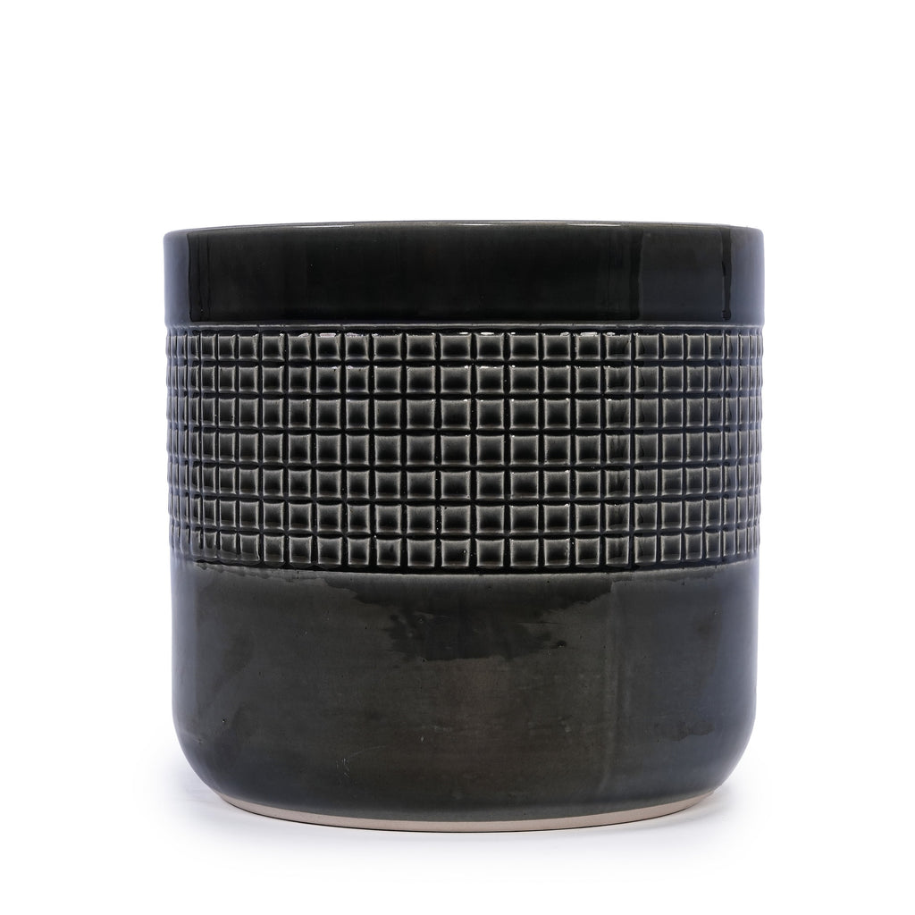 3 Pieces Ceramic Flowerpot, Modern Planter for Patio, Garden or Windowsills - Black