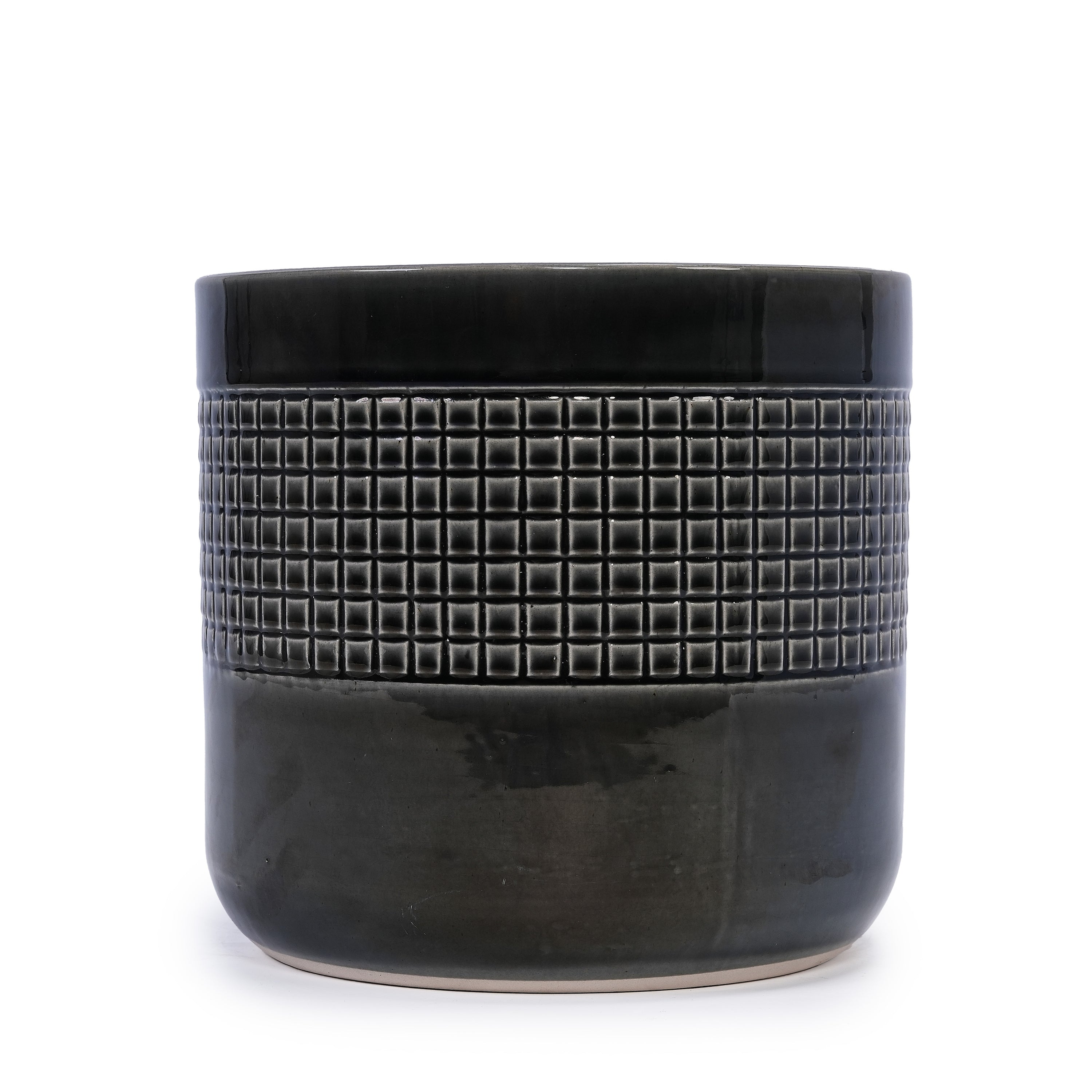 3 Pieces Ceramic Flowerpot, Modern Planter for Patio, Garden or Windowsills - Black