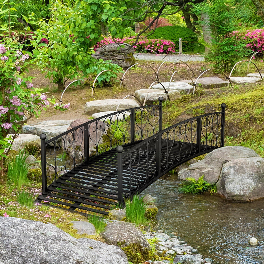 Outsunny 7' Metal Arch Garden Bridge with Safety Siderails