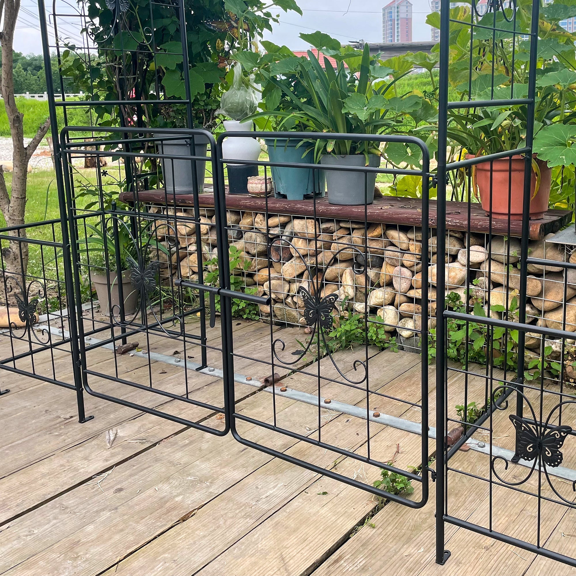 Garden Arch Arbor Trellis for Climbing Plants with Gate
