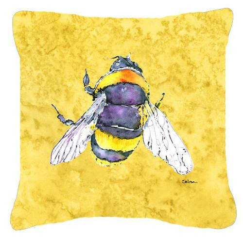 Bee on Yellow   Canvas Throw Pillow - 14x14 Decorative Pillow – Art for Your Home & Patio 8852PW1414