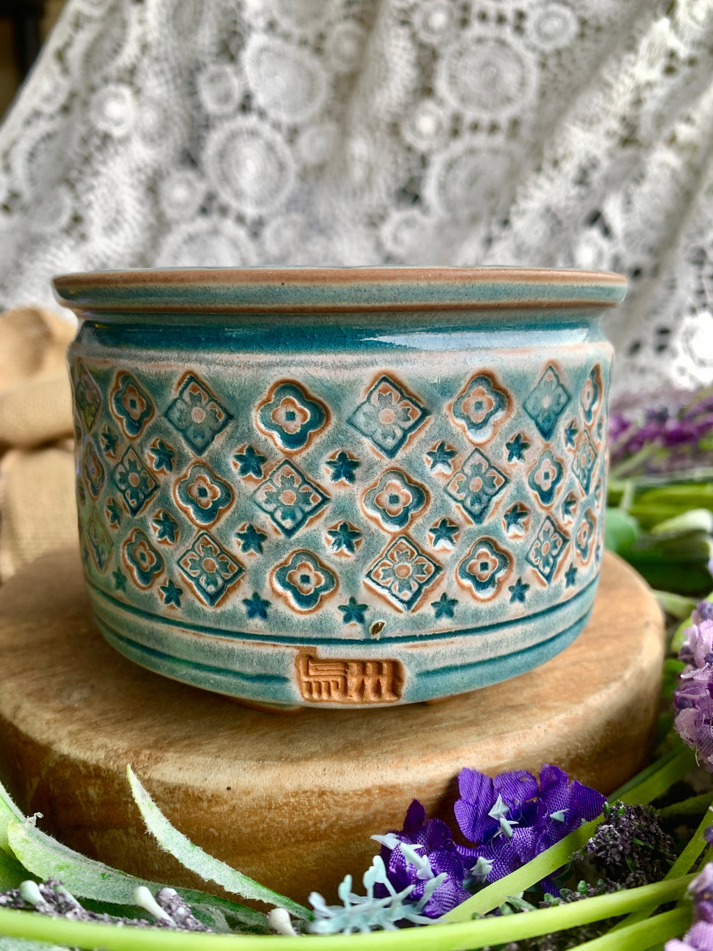 WS0001 Handmade Artisan Pottery Planter Pot - Pot rim diameter: 3.5"