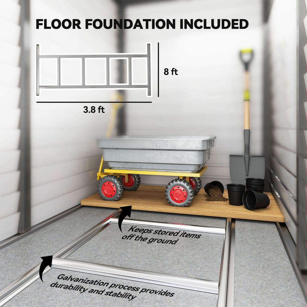 [05X09] Heavy-Duty Outdoor Galvanized Steel Storage Shed With Lockable Doors