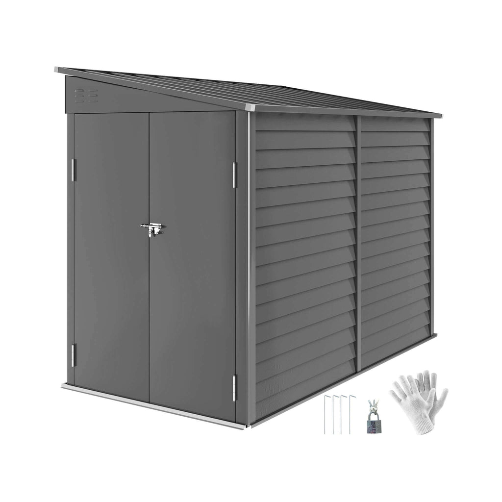 [05X09] Heavy-Duty Outdoor Galvanized Steel Storage Shed With Lockable Doors
