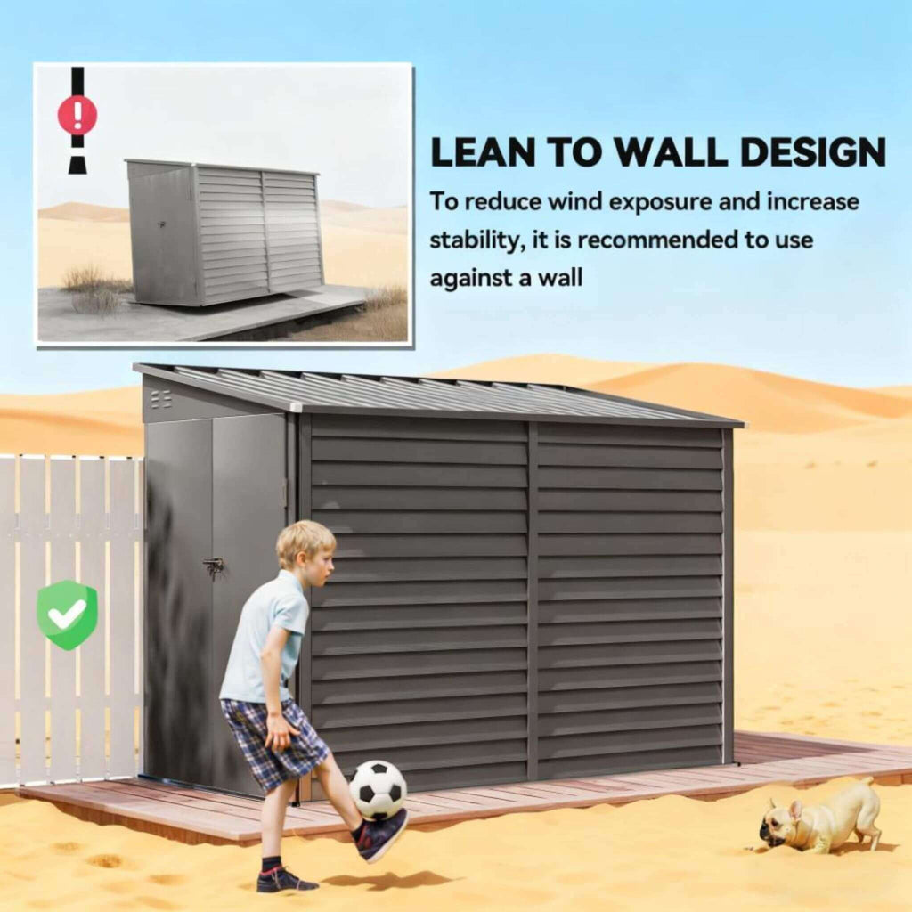 [05X09] Heavy-Duty Outdoor Galvanized Steel Storage Shed With Lockable Doors