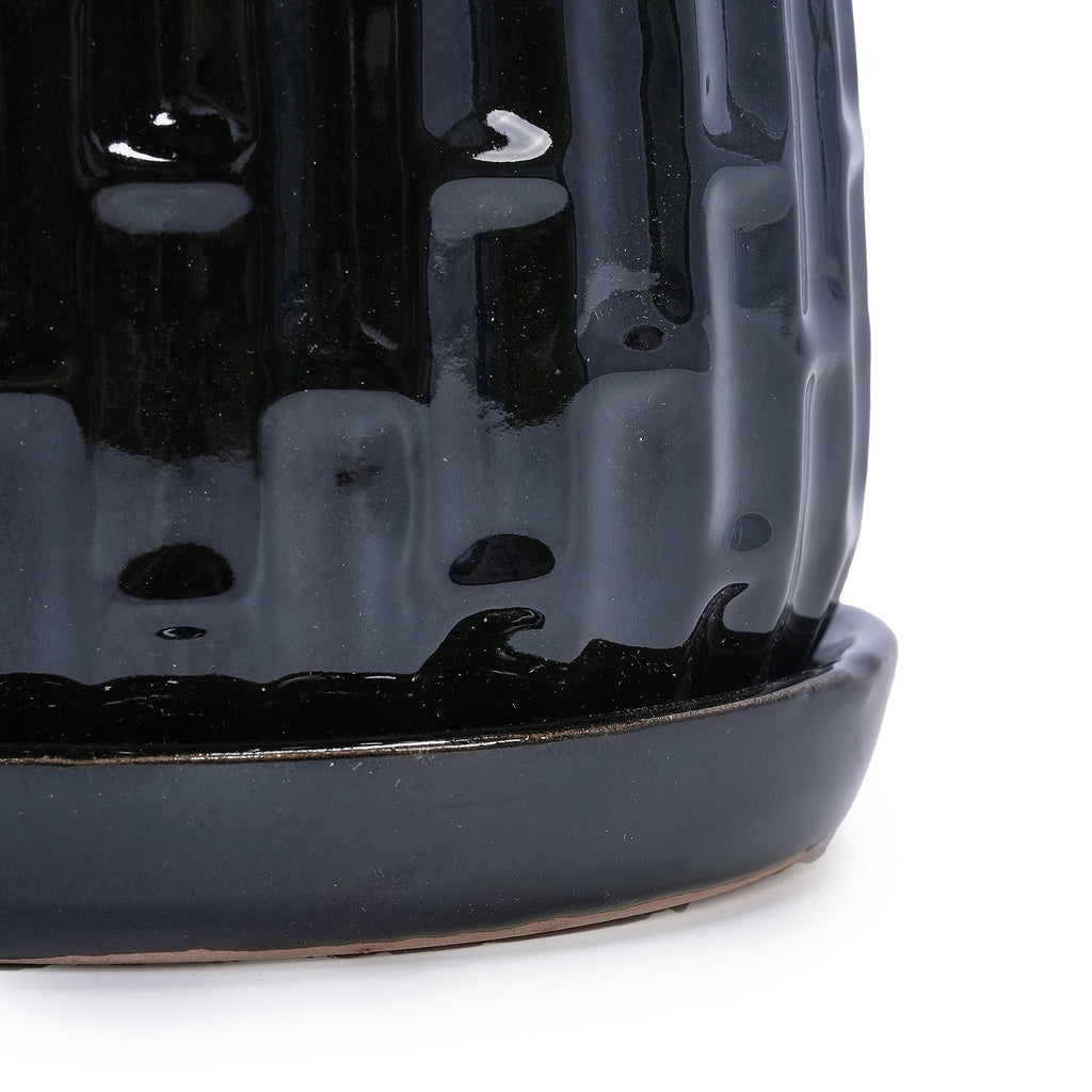 Set of 2 Ceramic Flowerpot, 7' Modern Planter for Patio, Garden, Windowsill - Black