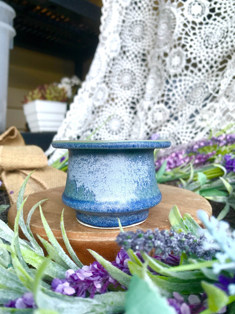 SC-SN0044 Handcrafted Pottery Plant Pot - Pot rim diameter: 2" - Artisan Made