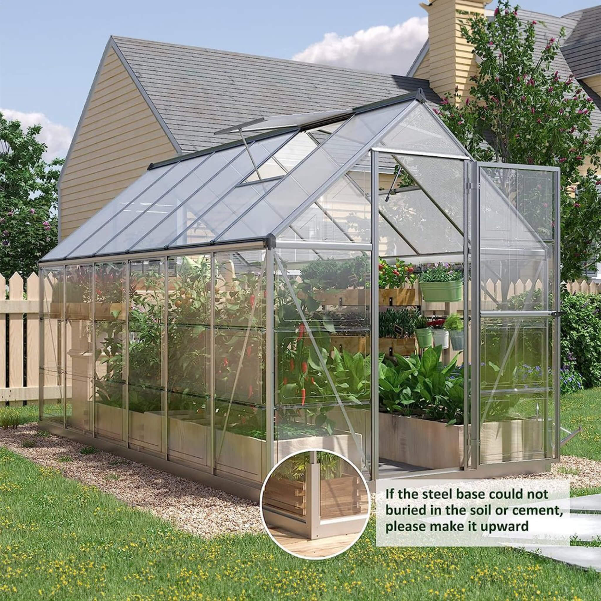 [06X12FT] Heavy-Duty Outdoor Aluminum Polycarbonate Walk-In Greenhouse With Lockable Hinged Door (SAK85247)