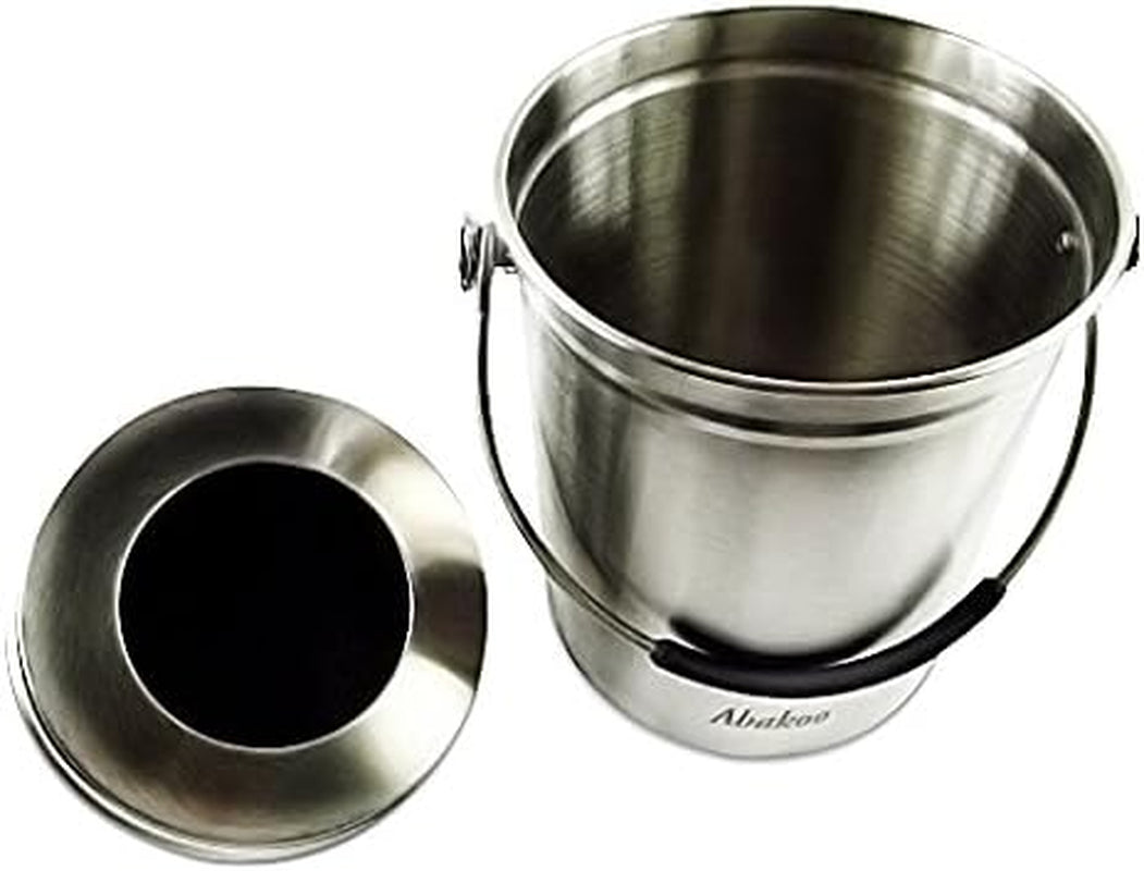 Stainless Steel Compost Bin - 1.3 Gallon Premium Grade 304 Stainless Steel Kitchen Composter - Includes 4 Charcoal Filter, Indoor Countertop Kitchen Recycling Bin Pail