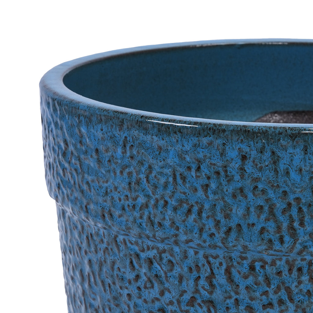 3 Pieces Ceramic Flowerpot, Modern Planter for Patio, Garden or Windowsills - Antique Blue