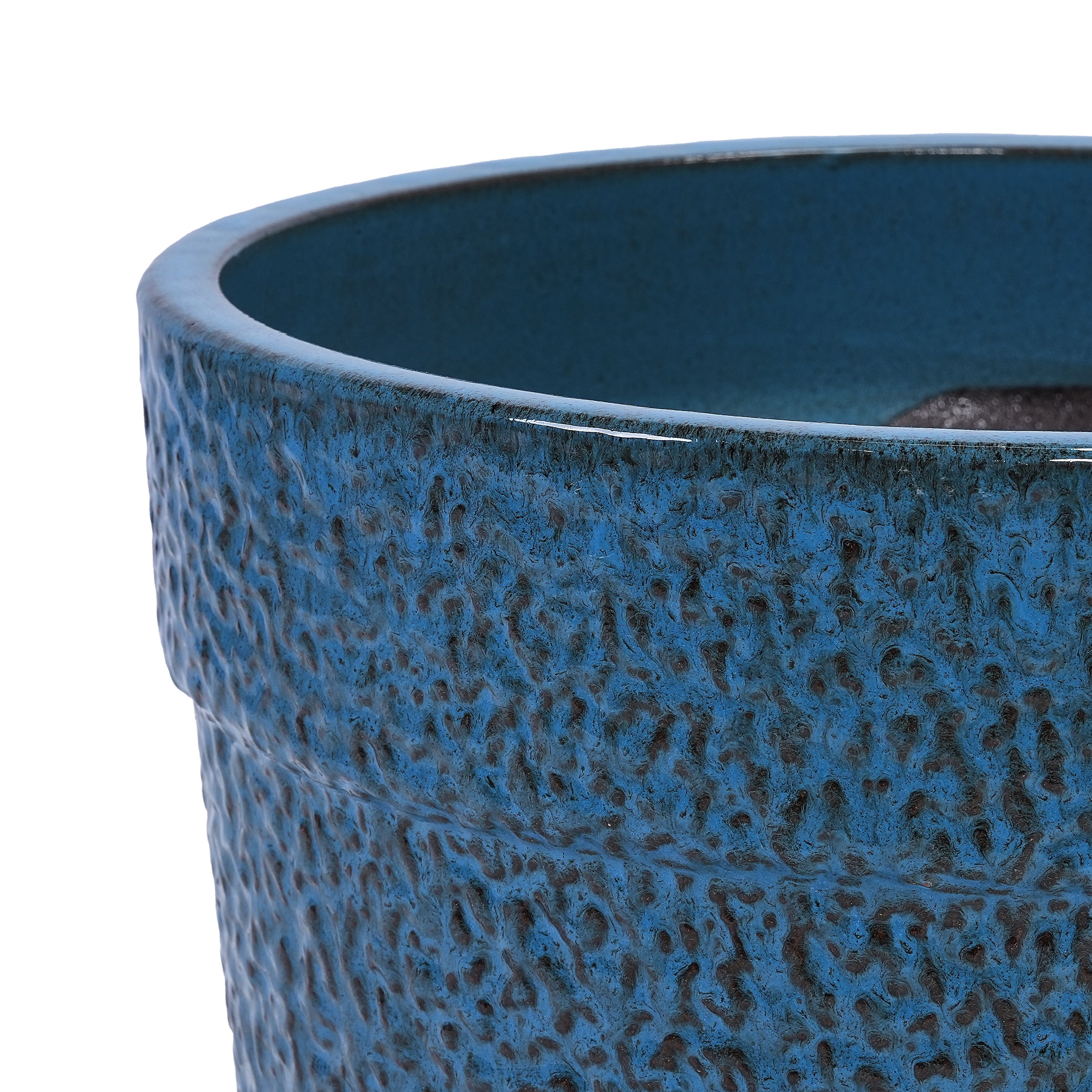 3 Pieces Ceramic Flowerpot, Modern Planter for Patio, Garden or Windowsills - Antique Blue