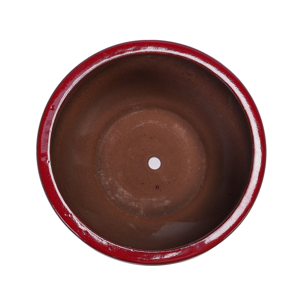 3 Pieces Ceramic Flowerpot, Modern Planter for Patio, Garden or Windowsills - Bean Paste Red