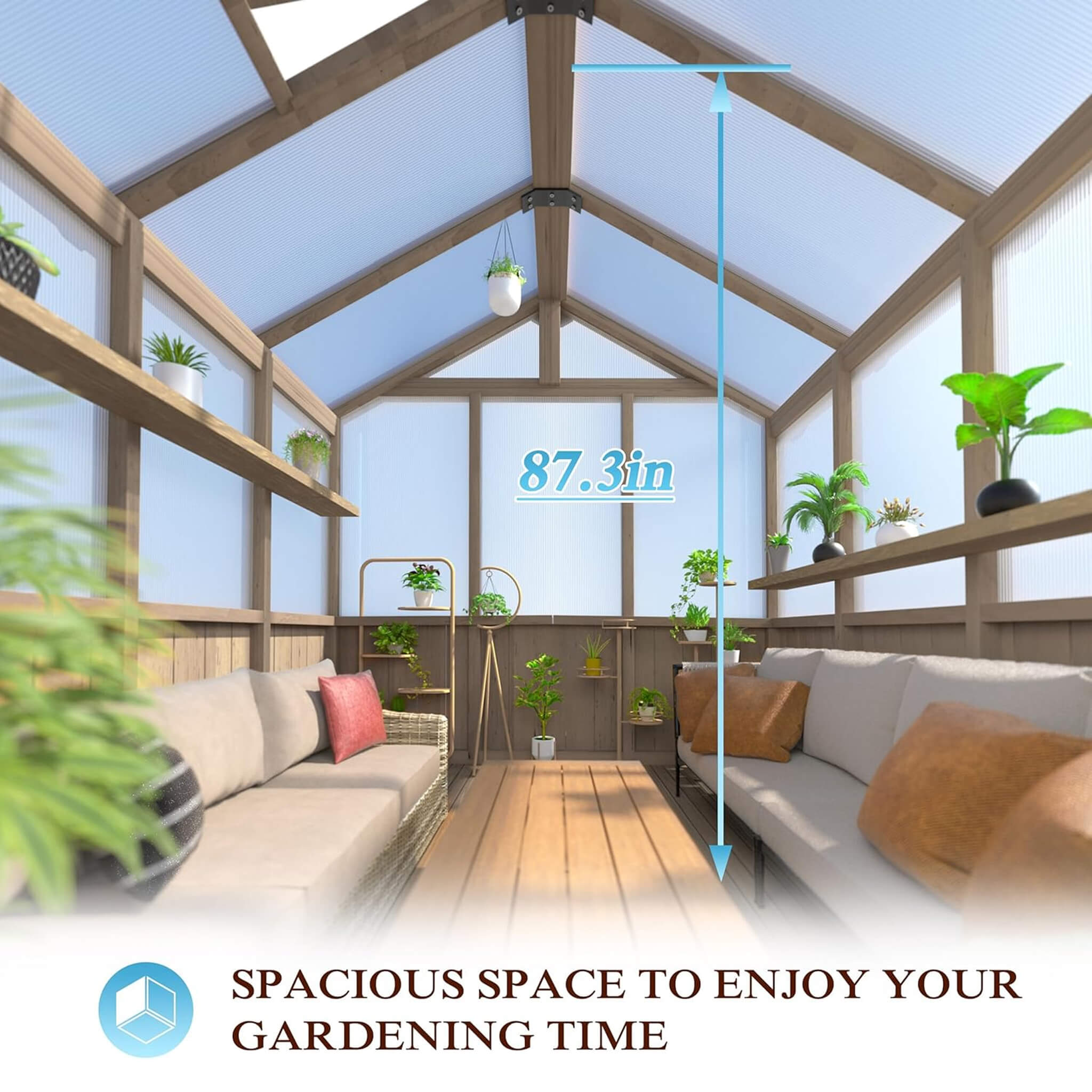 [08X16FT] Large Heavy-Duty Outdoor Wooden Greenhouse With 6MM Polycarbonate Panels And Vent Roof (SAK18467)