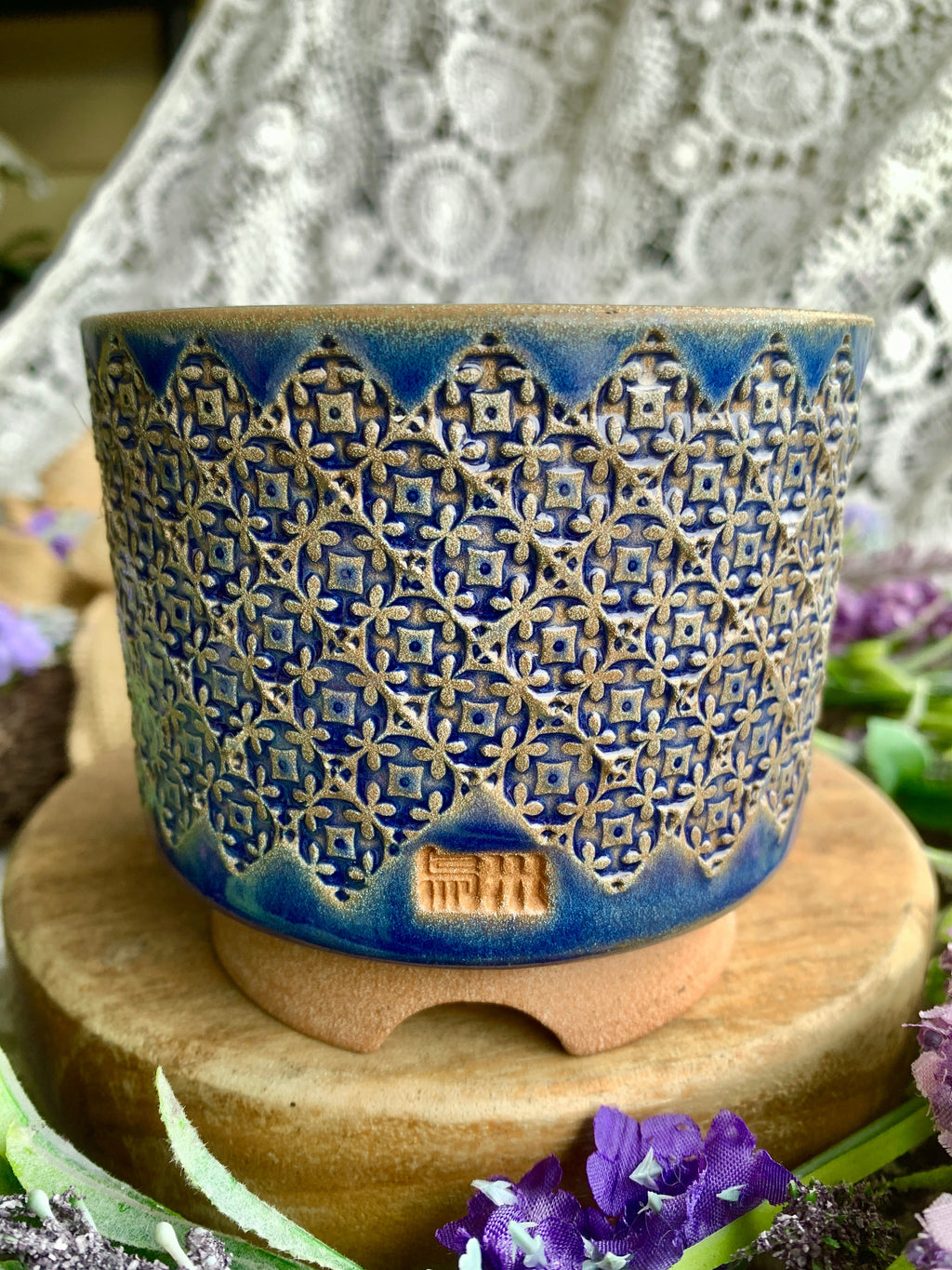 WS0004 Rustic Handmade Clay Planter Pot - Pot rim diameter: 3.5"