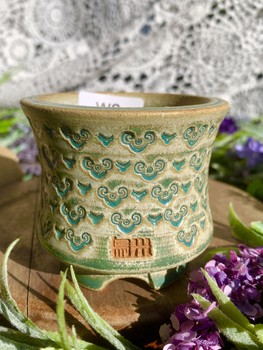 WS0017 Artisan Handcrafted Pottery Planter Pot - Pot rim diameter: 2.3"