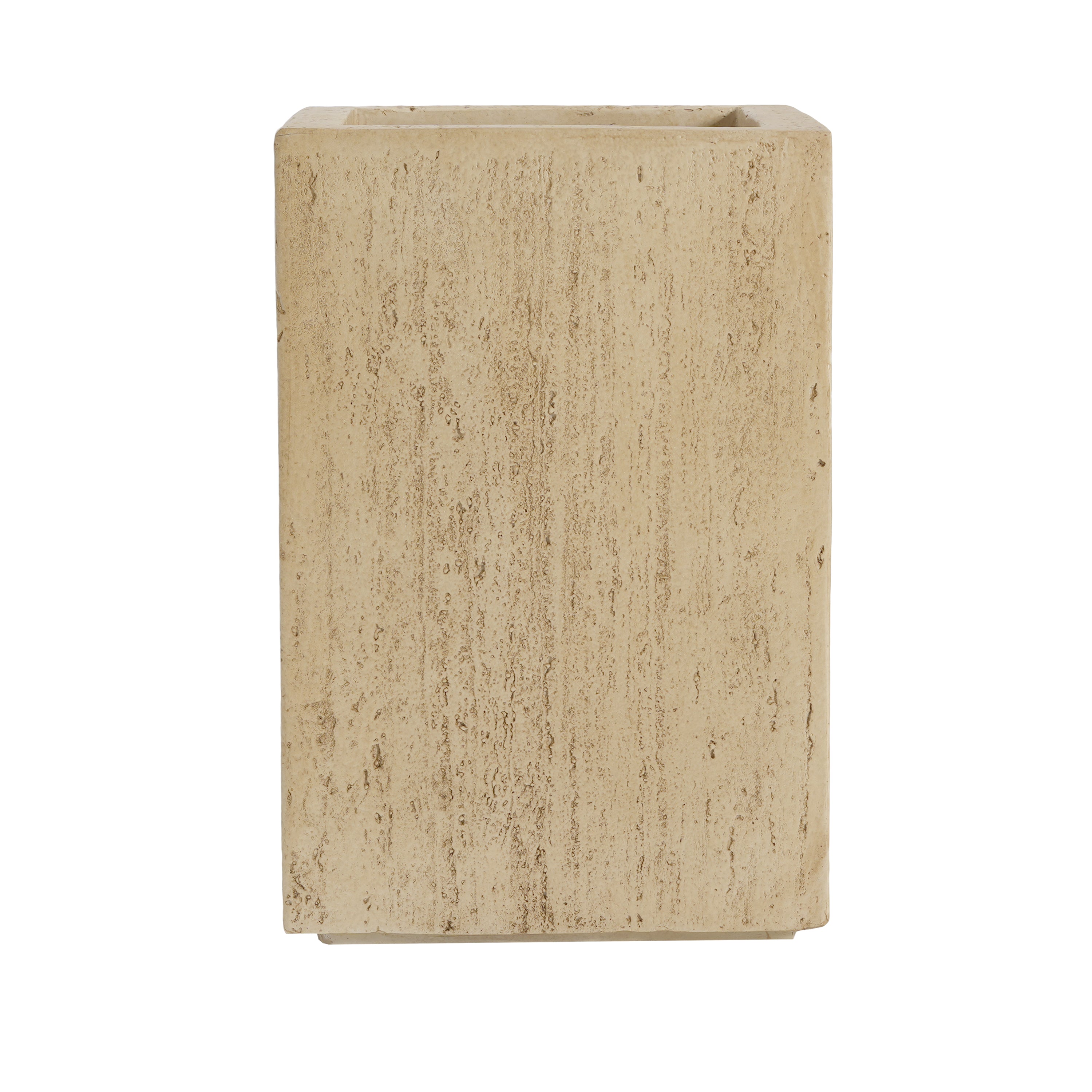 Handmade Travertine Planter Box, Antique Brown, Magnesium Oxide, 19.75'H