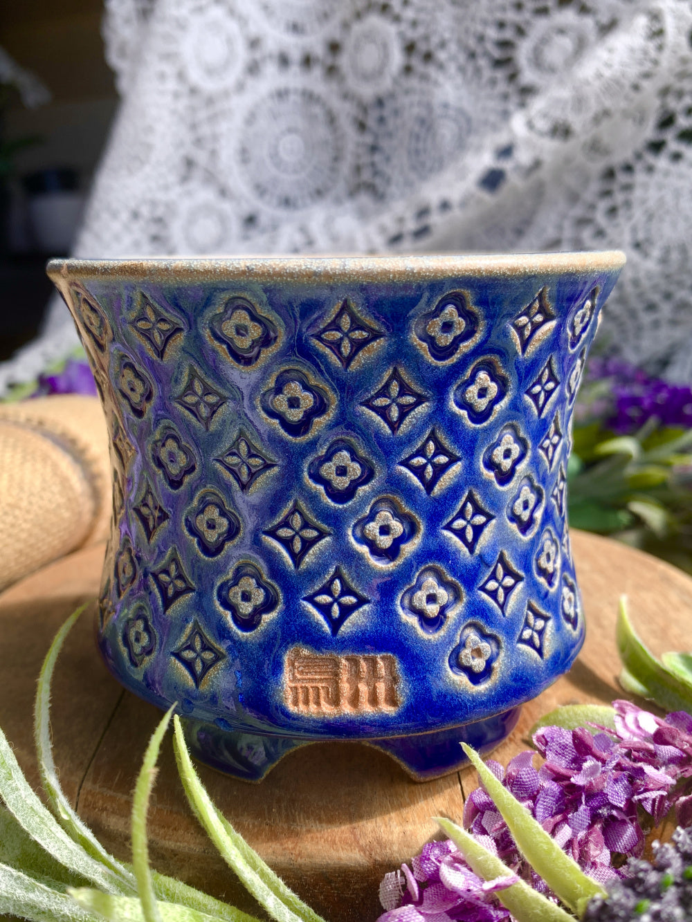 WS0027 Unique Handmade Pottery Planter Pot - Pot rim diameter: 3"