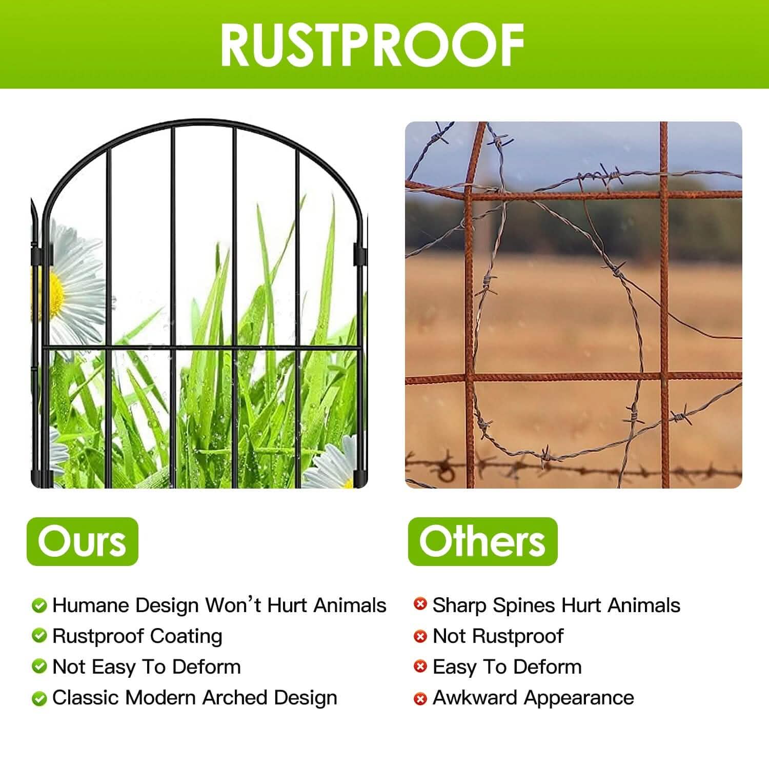 10-Pieces: Decorative Garden Fence Rustproof Iron Wire Arched Fence