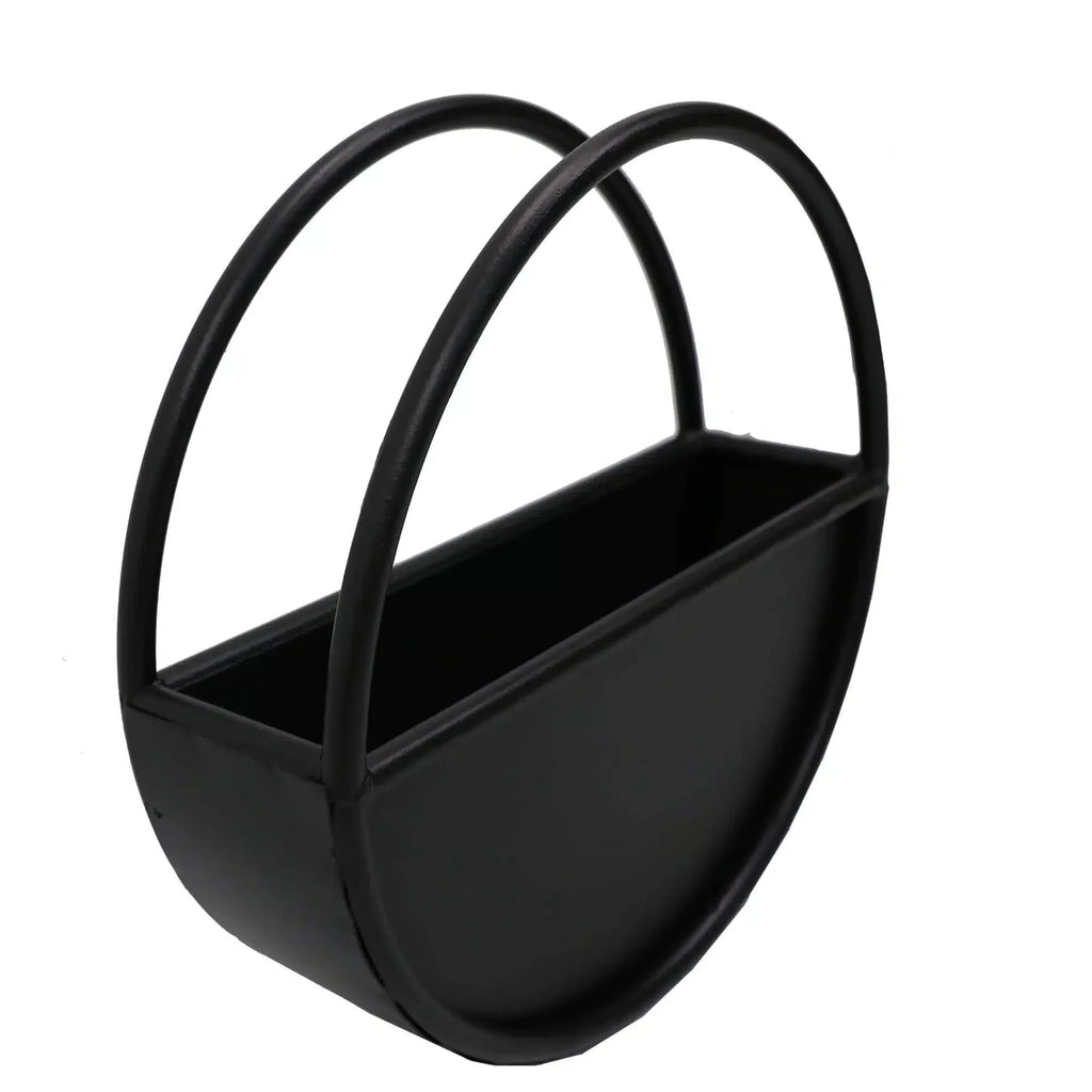Floating Half Moon Metal Wall Planter – Onyx Black 45cm