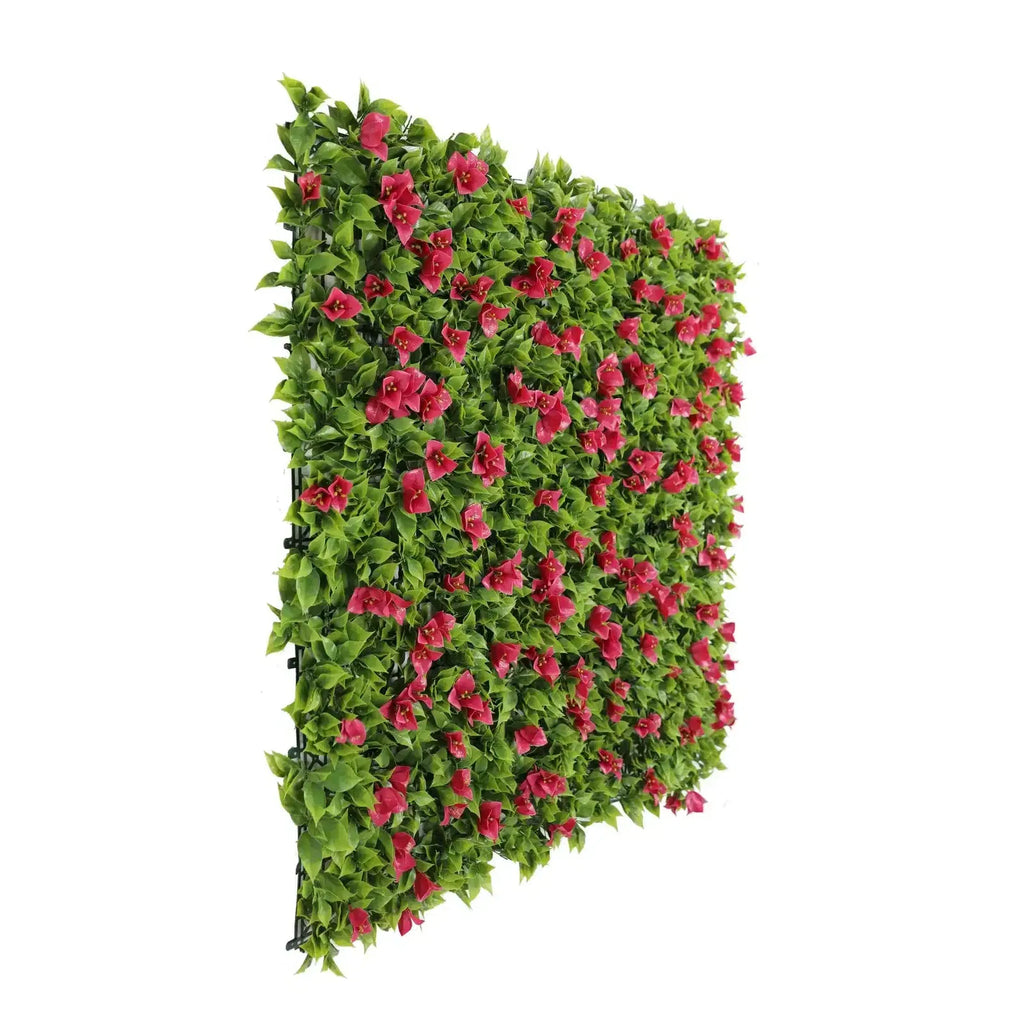 Flowering Pink Artificial Vertical Garden Green Wall Panel 40×40in 11 SQ FT – UV Resistant – Commercial Grade