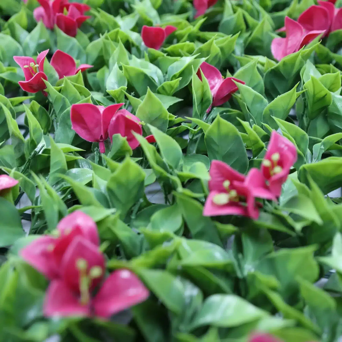 Flowering Pink Artificial Vertical Garden Green Wall Panel 40×40in 11 SQ FT – UV Resistant – Commercial Grade