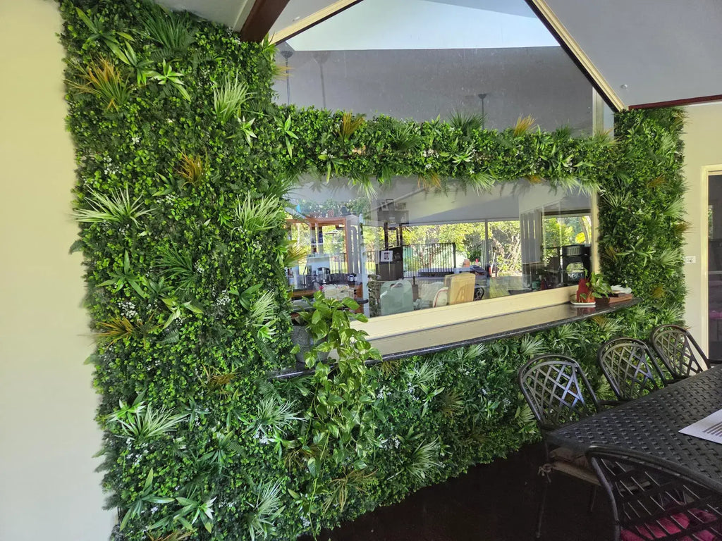 Wild Tropics Artificial Vertical Garden Green Wall Panel 40×40in 11 SQ FT – UV Resistant – Commercial Grade