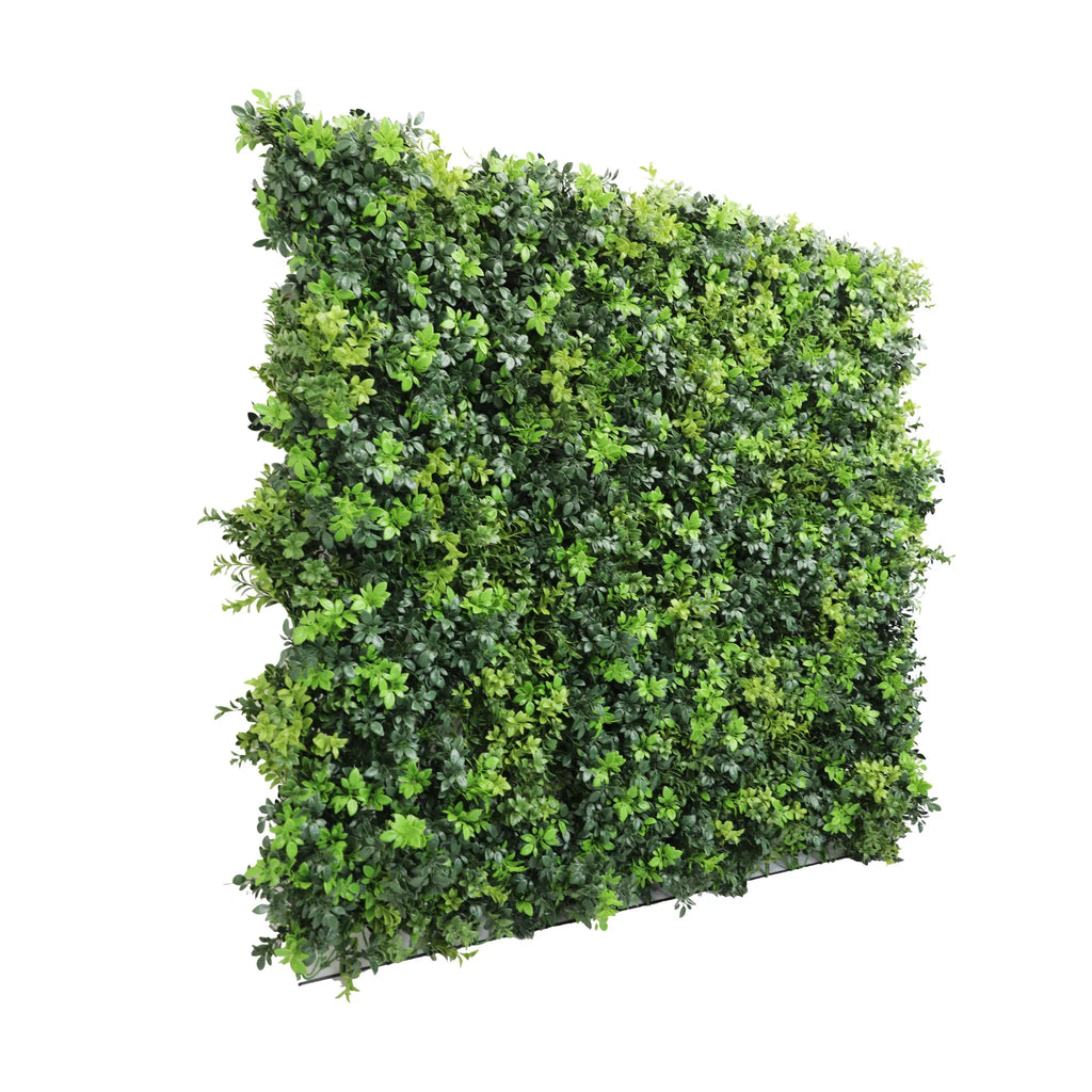 Mixed Green Ultra Dense Boxwood Artificial Vertical Garden Green Wall Panel 40×40in 11 SQ FT – NFPA 701 Certified – Metal Backed – UV Resistant – Commercial Grade