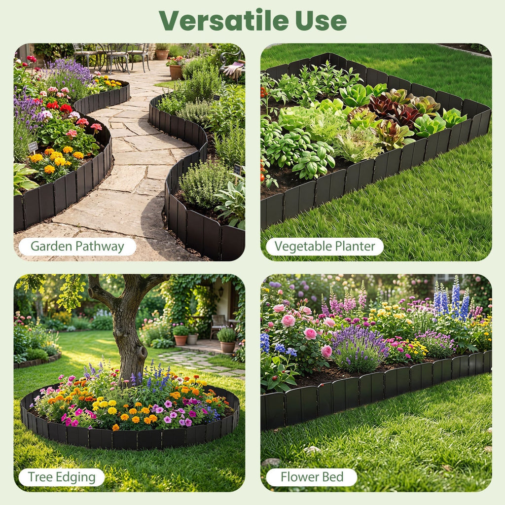 Garden Edging Borders 70-Piece Interlocking No-Dig Set