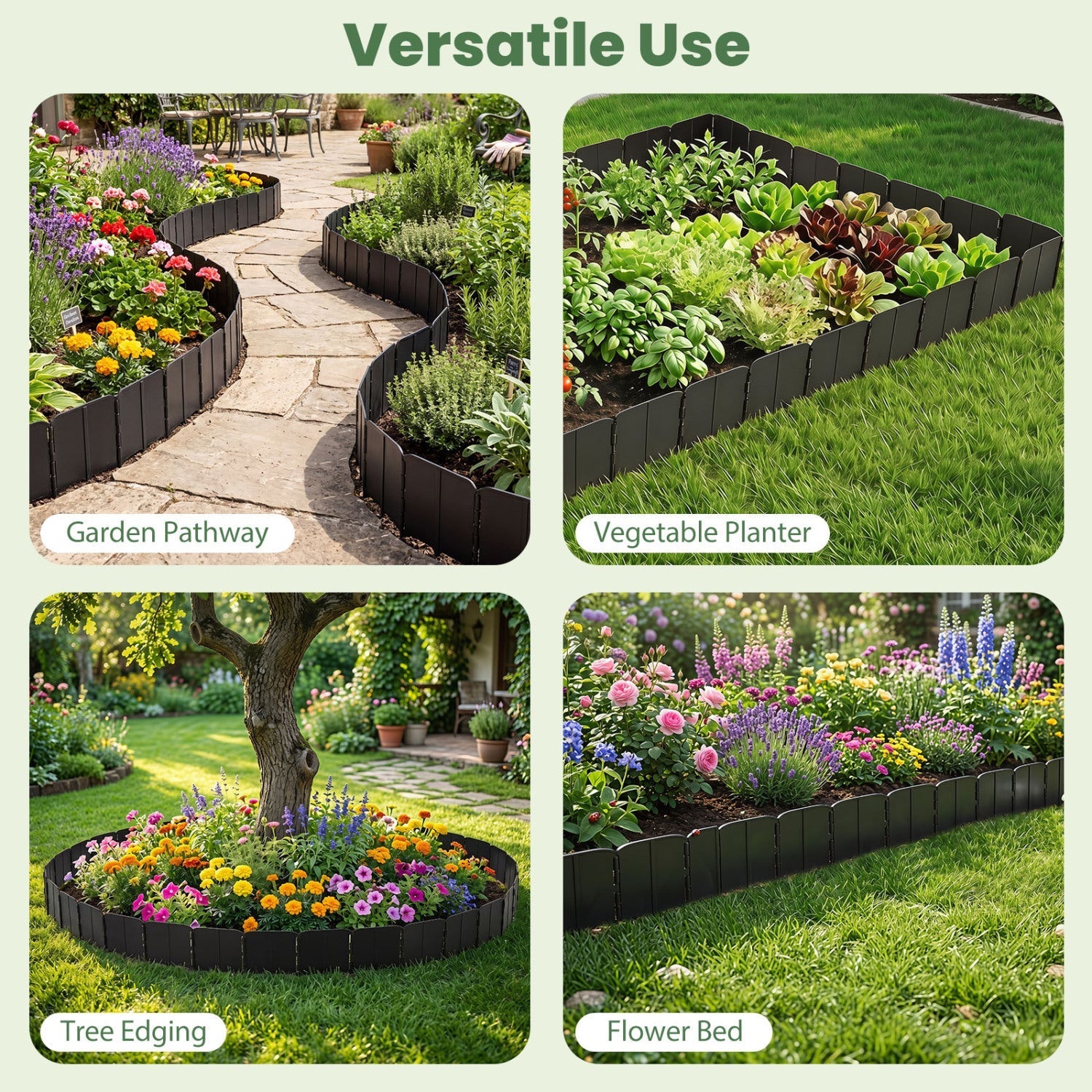 Garden Edging Borders 70-Piece Interlocking No-Dig Set