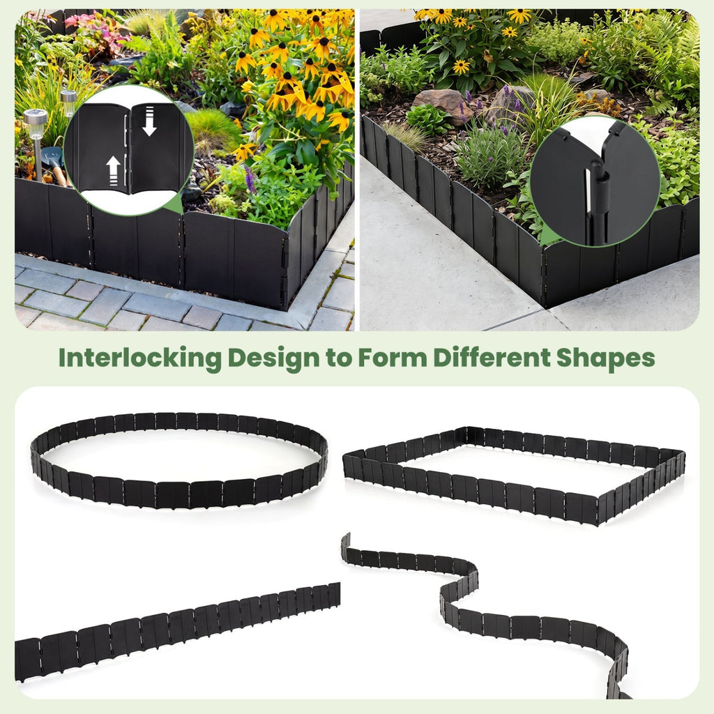 Garden Edging Borders 70-Piece Interlocking No-Dig Set