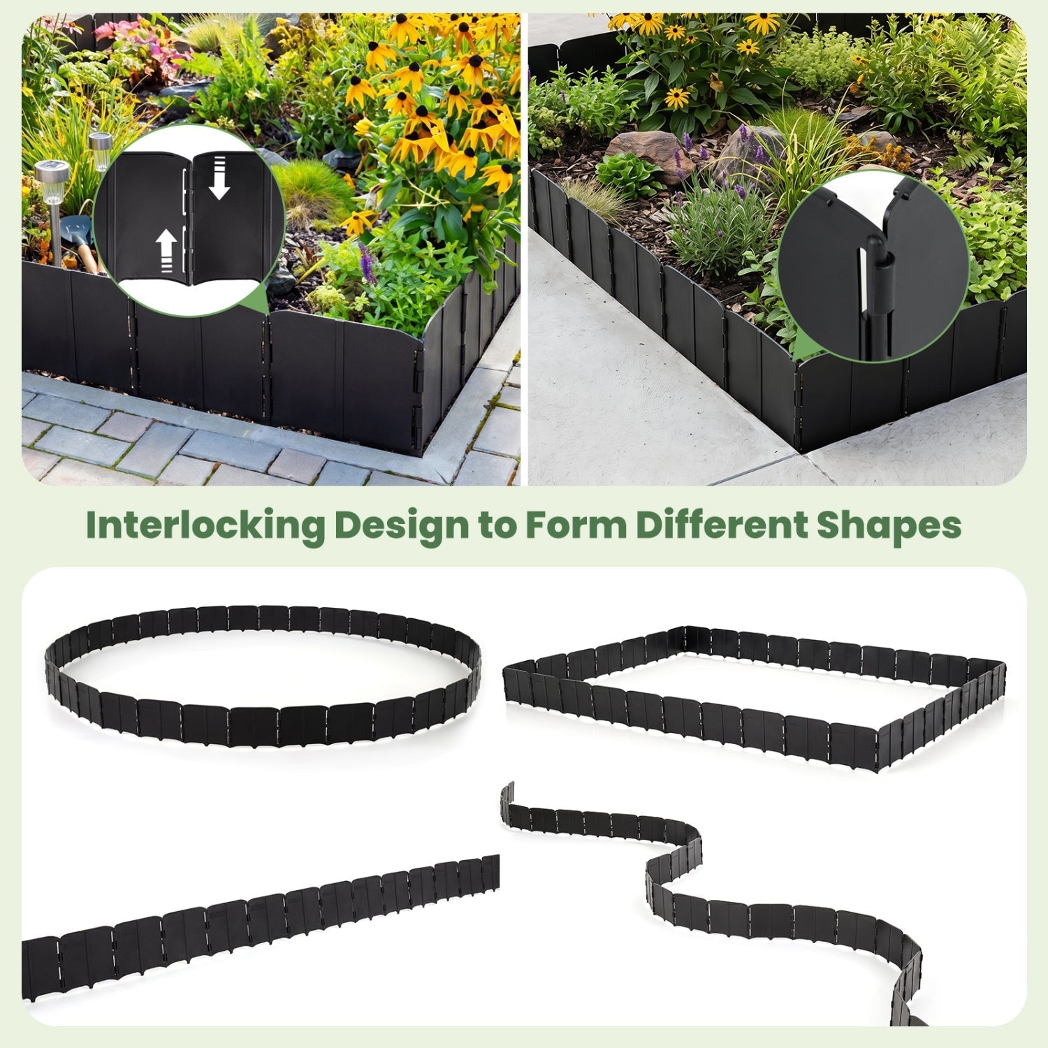 Garden Edging Borders 70-Piece Interlocking No-Dig Set
