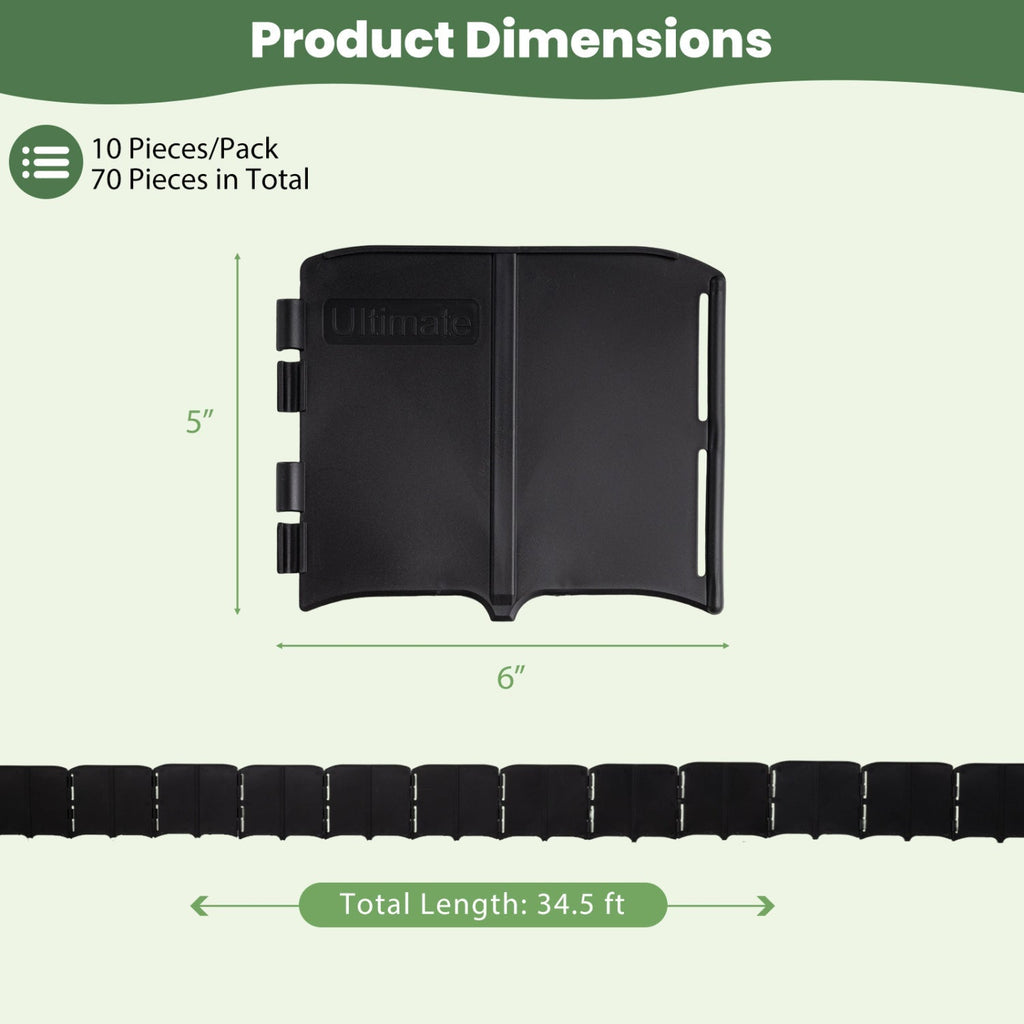 Garden Edging Borders 70-Piece Interlocking No-Dig Set