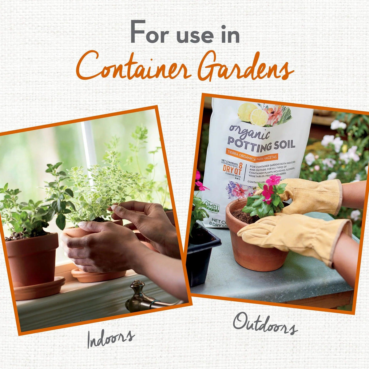 Organic Potting Soil for Container Gardens, 8 Dry Qt.