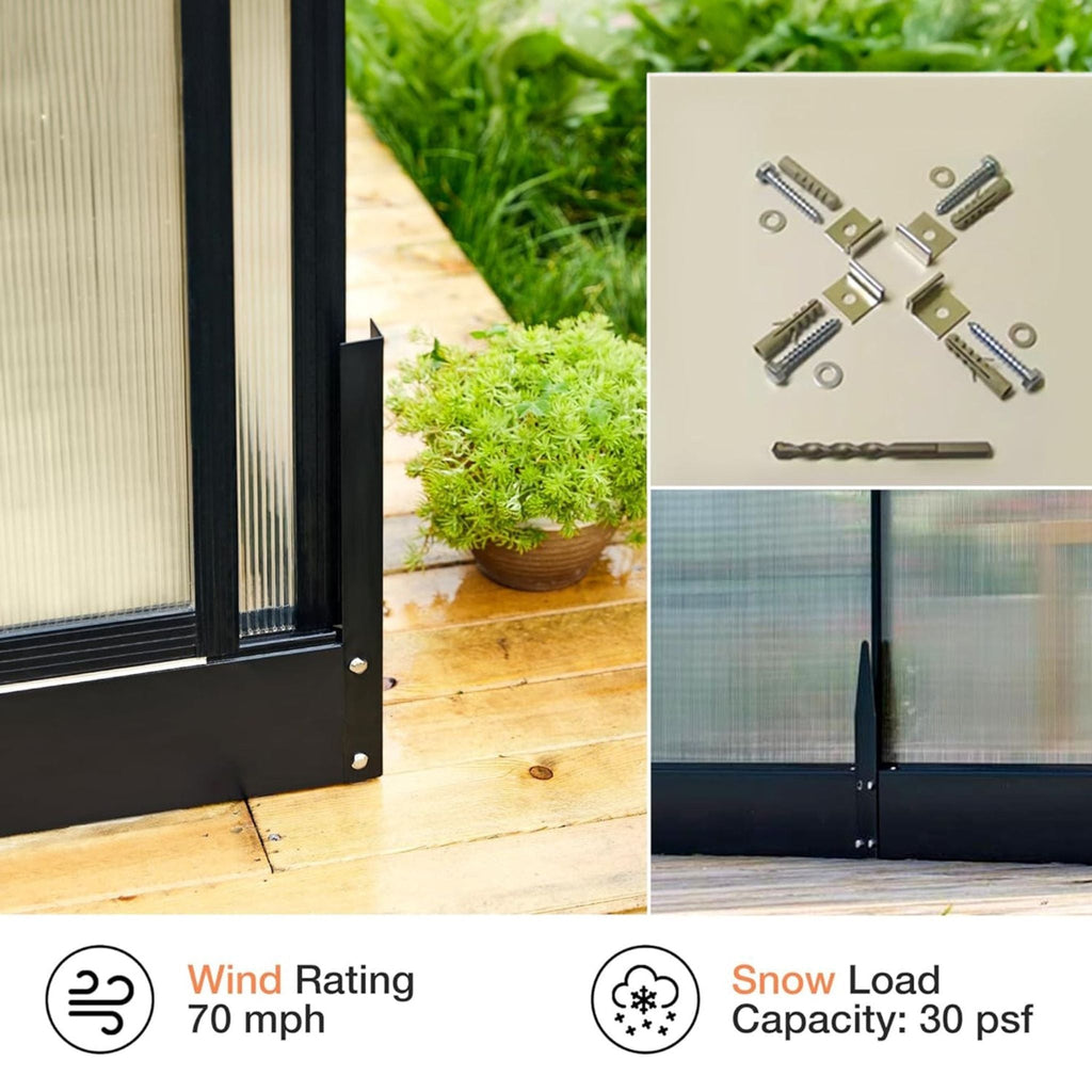 [10X14FT] Premium Outdoor Polycarbonate Greenhouse With Aluminum Frame And Double Swing Doors (SAK23168)