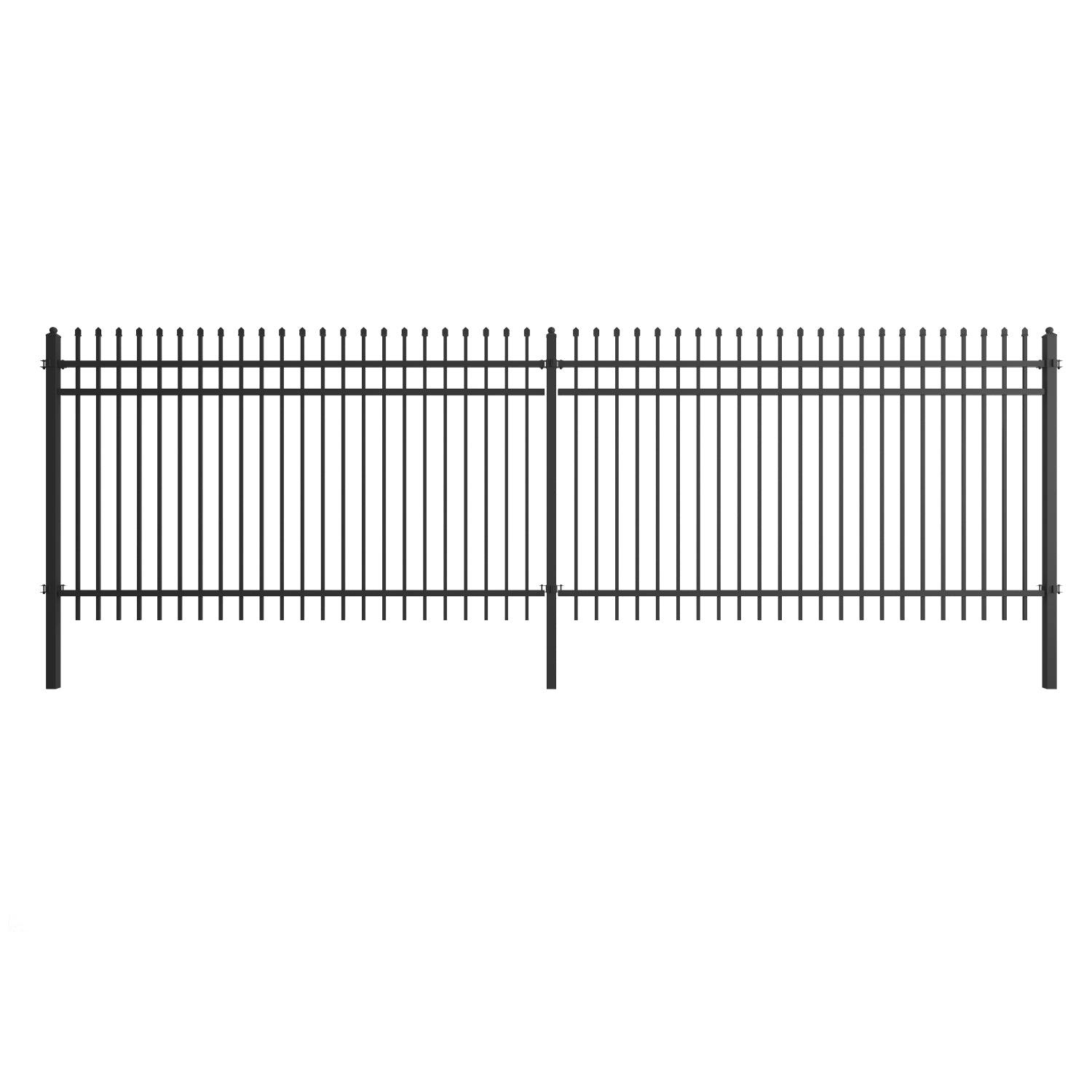 10x7 ft Steel Fence with 3 Rails, 30 Panels