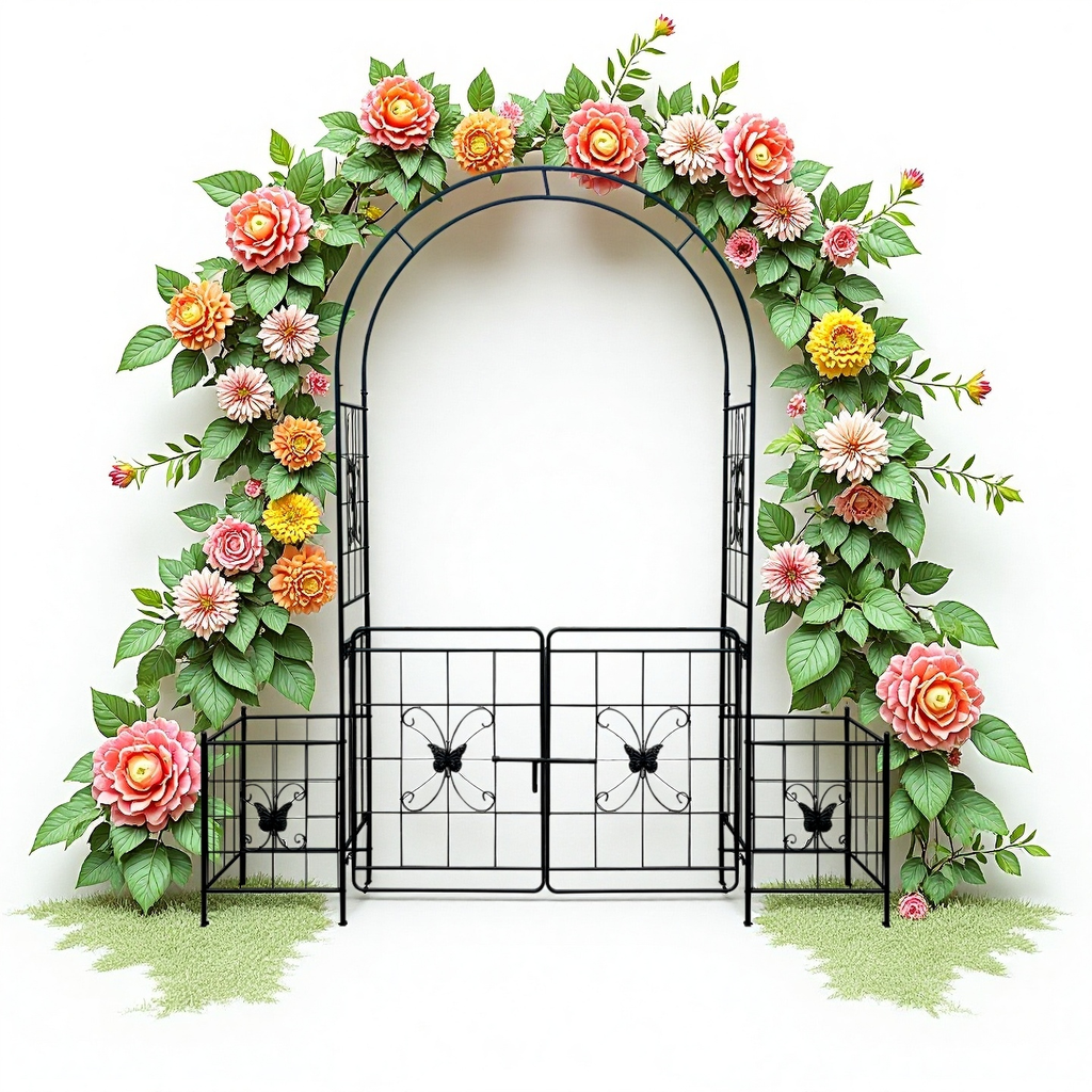 Garden Arch Arbor Trellis for Climbing Plants with Gate