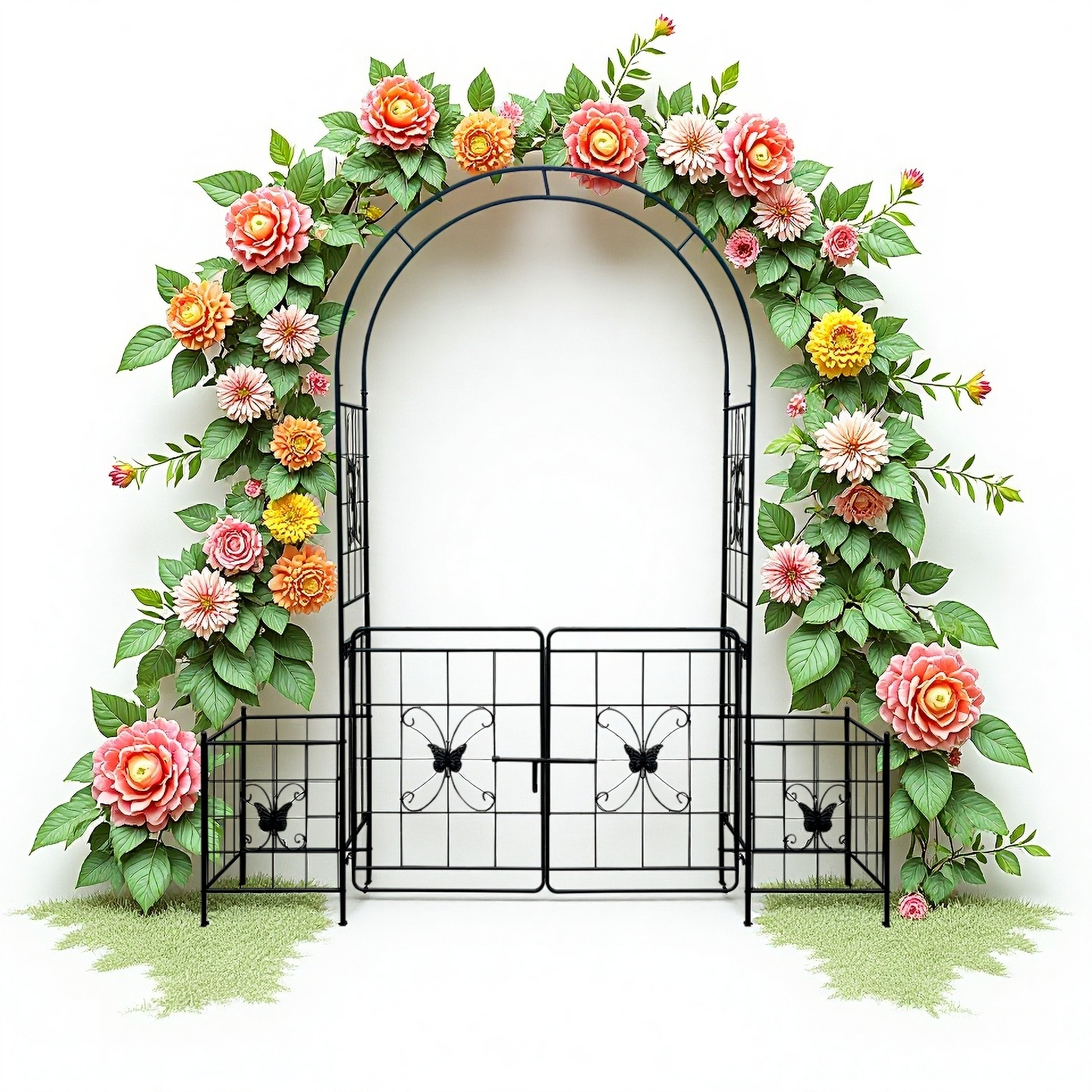 Garden Arch Arbor Trellis for Climbing Plants with Gate