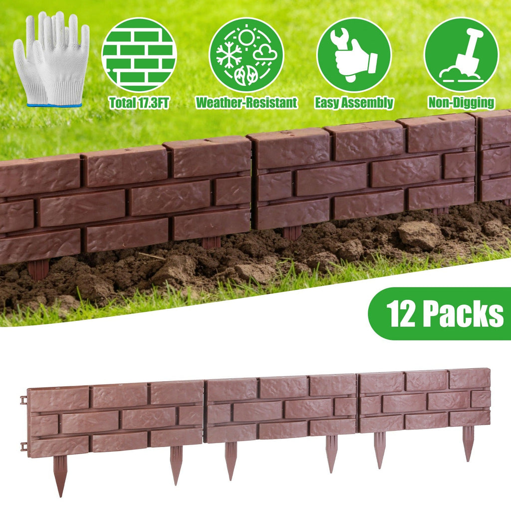 Garden Border Edging Panels 12-Pack with Rotatable Connectors