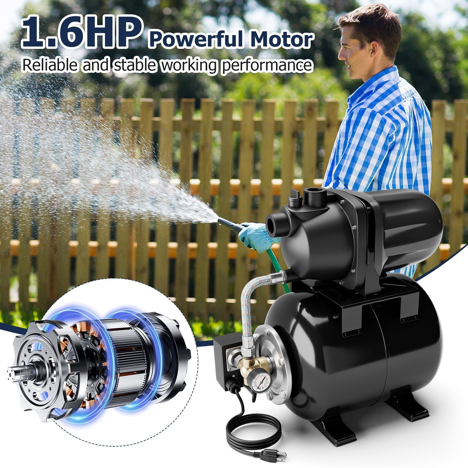 1200 W Garden Water Pump Shallow Well Pressurized Irrigation