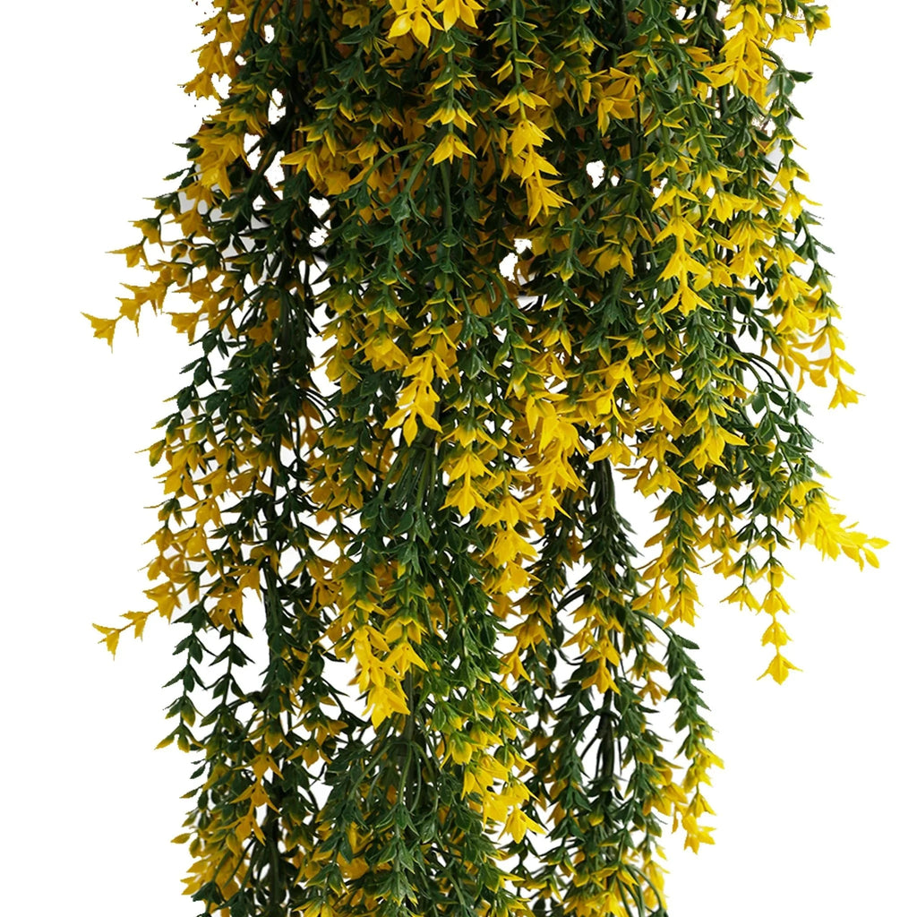 Yellow and Green Willow Leaf Garland Artificial Hanging Bush  7.1×30in – NFPA 701 Certified – UV Resistant