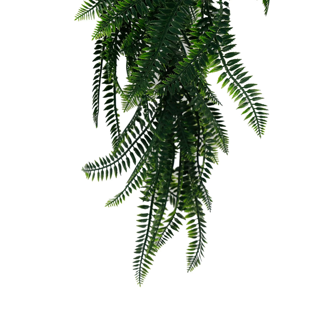 Dense Boston Fern Garland Artificial Hanging Bush 10.6×33in – NFPA 701 Certified – UV Resistant