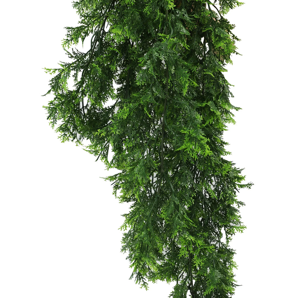 Mossy Cedar Vine Garland Artificial Hanging Bush 8.6×30in – NFPA 701 Certified – UV Resistant