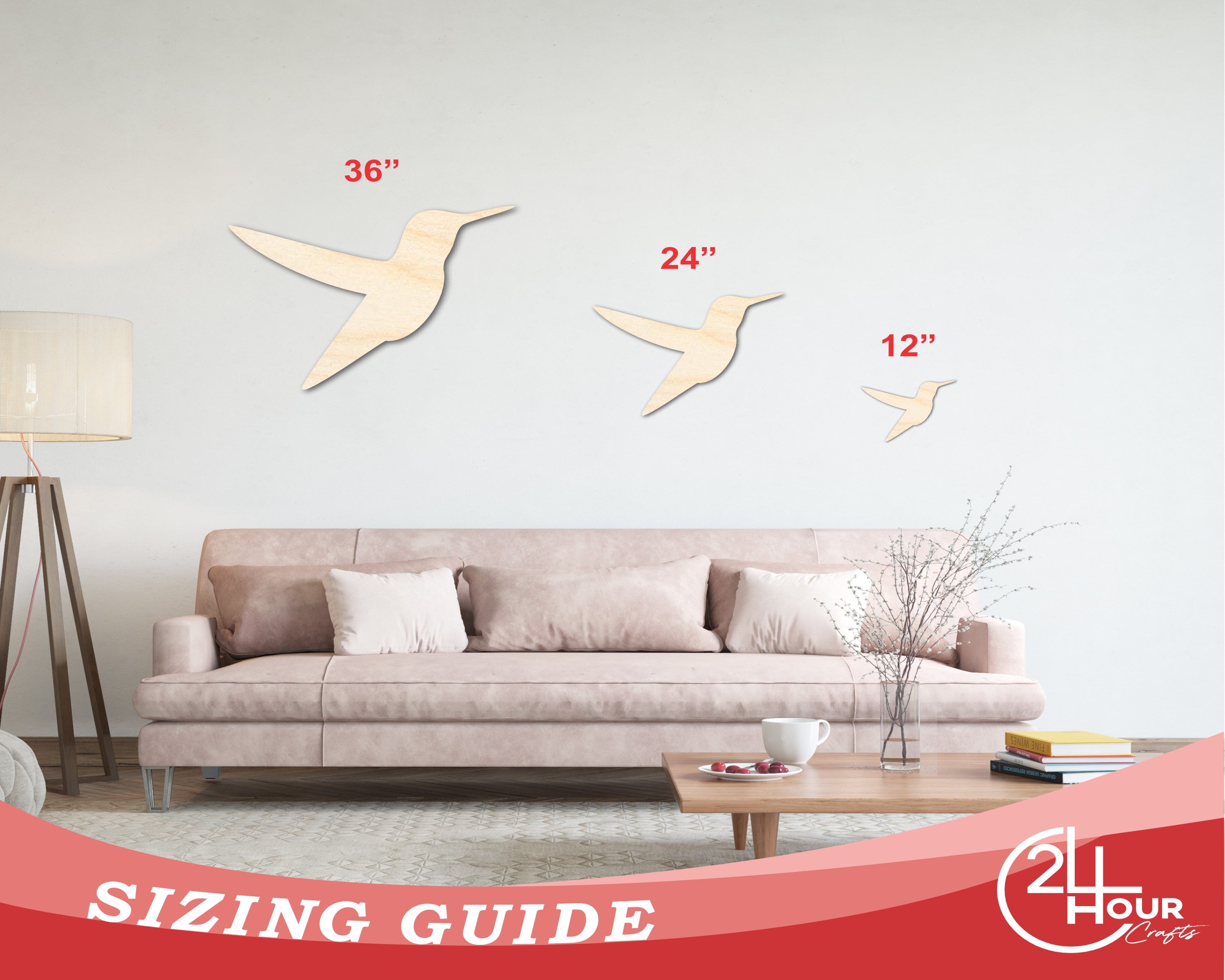 Unfinished Wood Hummingbird Shape - Garden Wildlife Craft - up to 46" DIY