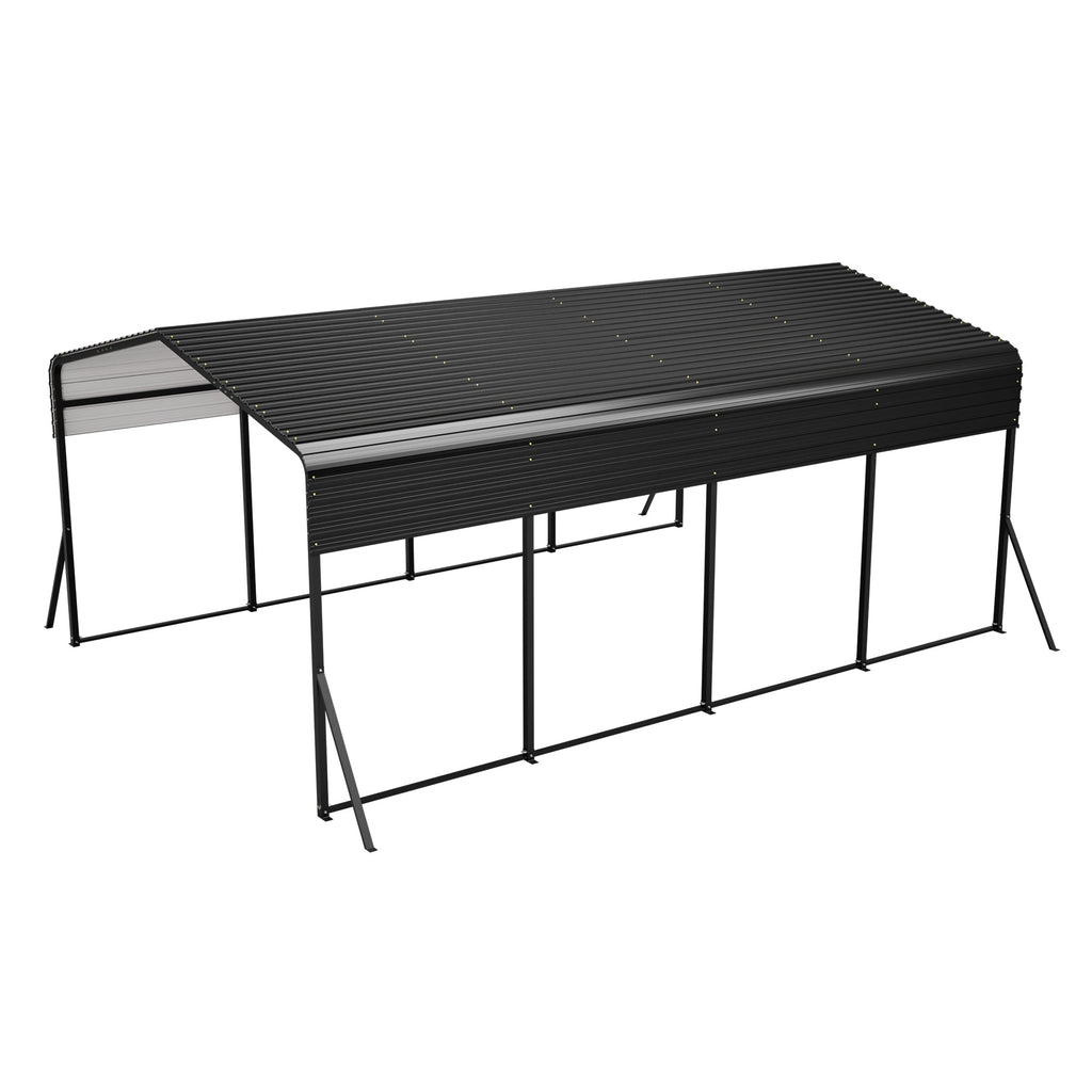 13x20 FT Metal Carport,Garage with Upgraded Triangle Reinforced Frame&4 Poles,Galvanized Steel Hardtop Roof,Heavy-Duty All-Weather Shelter for Car,Truck,Boat,Outdoor Storage
