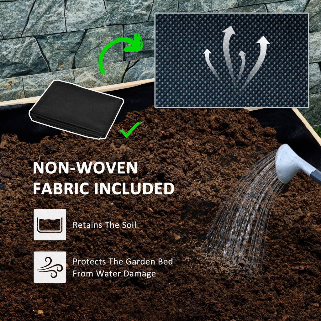 Outsunny Raised Garden Bed with Trellis, 2 Tier Wooden Elevated Planter Box with Legs and Metal Corners for Vegetables, Flowers, Herbs, Natural