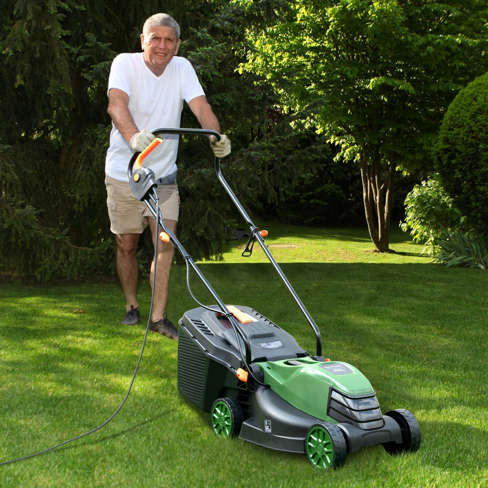 12-AMP 13.5 Inch Adjustable Electric Corded Lawn Mower with Collection Box