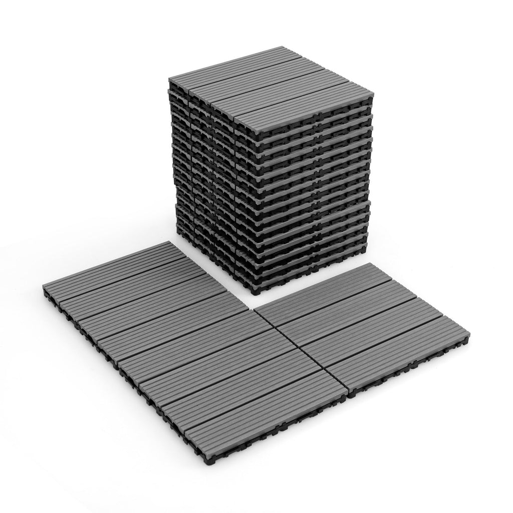 12 x 12 Inch 18 Piece All Weather Interlocking Deck Tiles for Splicing Area